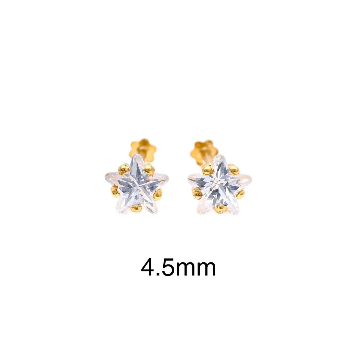 22ct Yellow Gold & Cubic Zirconia Children Stud Earrings Durable Steam 3.0-4.5MM 