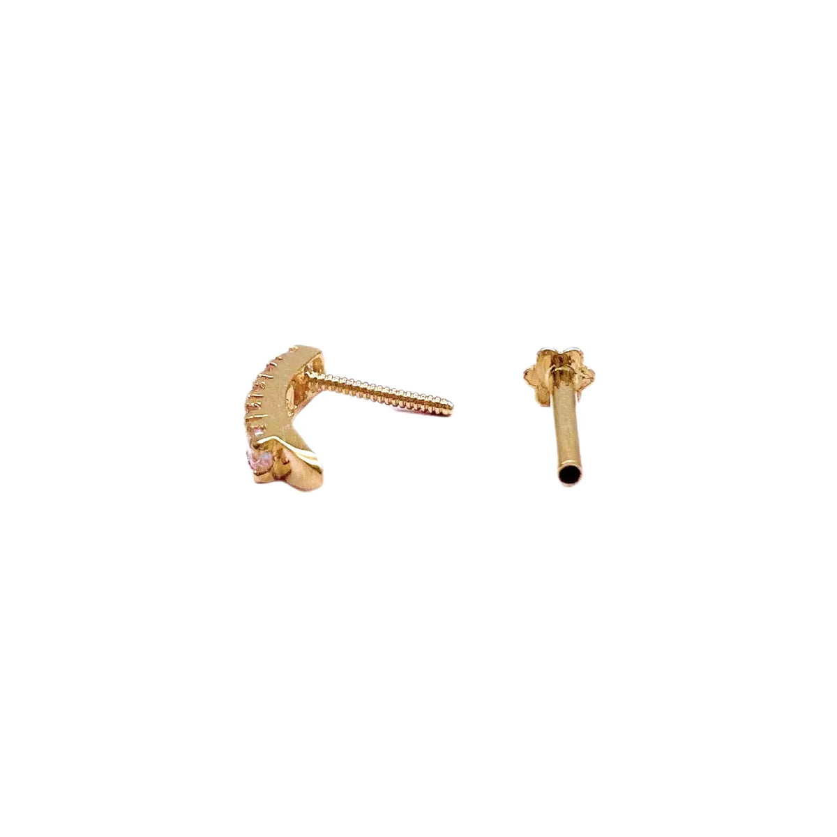 22ct Yellow Gold & Cubic Zirconia J-Bar Nose Studs/Nose Pin/Nose Piercing,10mm 