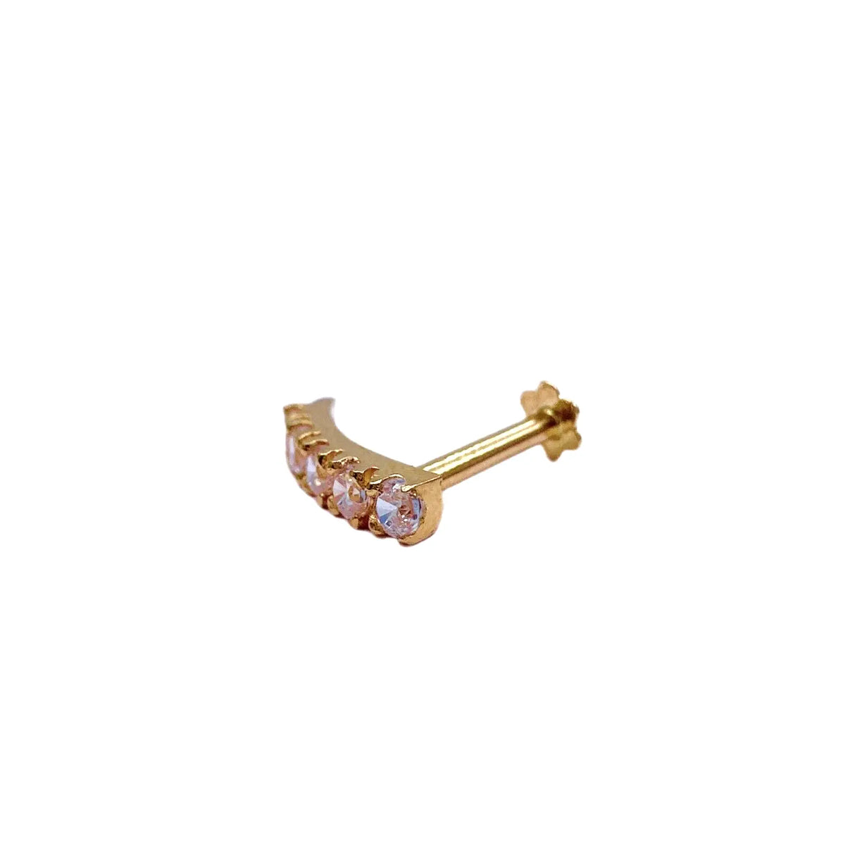 22ct Yellow Gold & Cubic Zirconia J-Bar Nose Studs/Nose Pin/Nose Piercing,10mm 