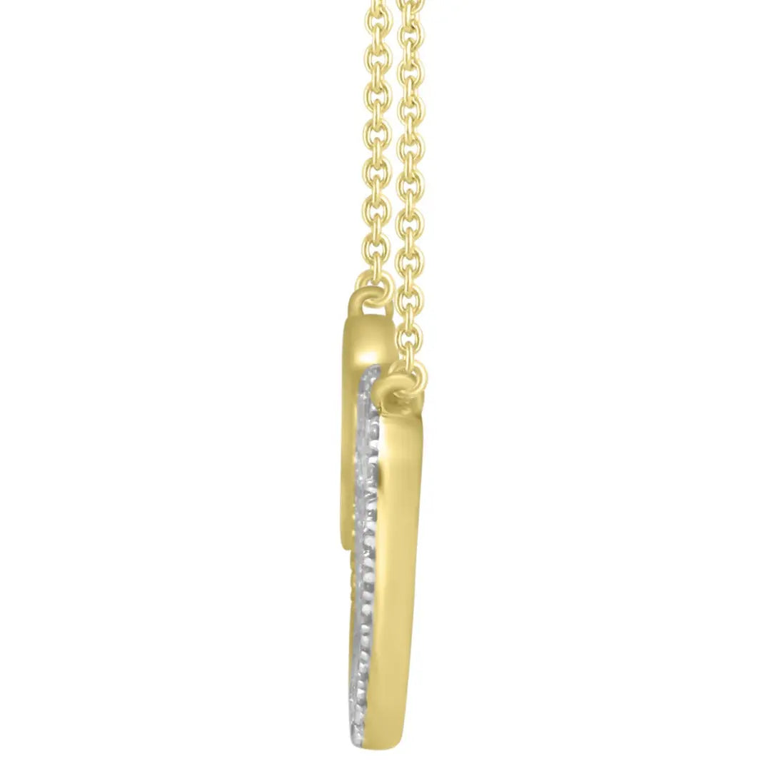 9ct / 9K Yellow Gold & Natural Diamonds Heart Pendant with 9ct Chain 0.25ct 