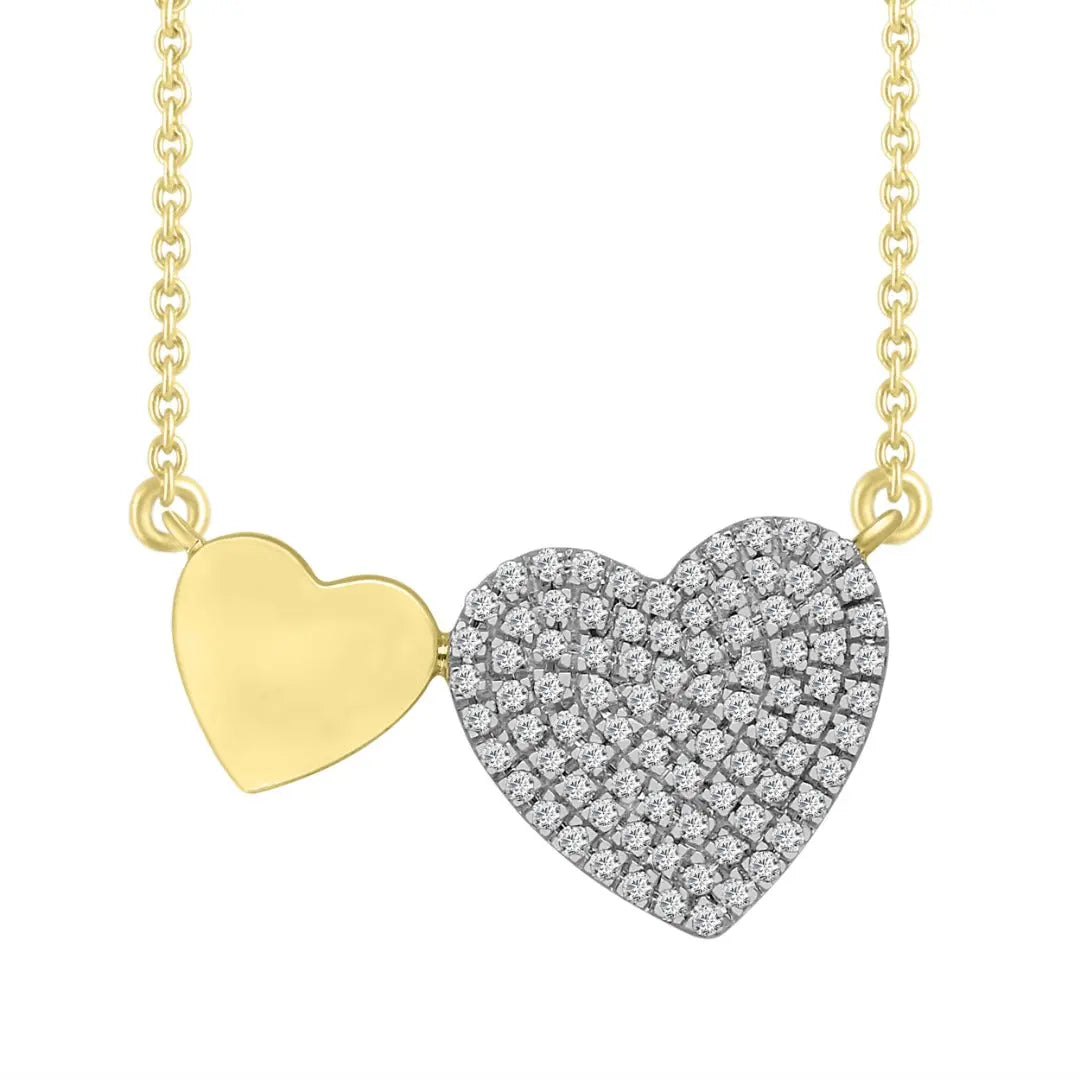 9ct / 9K Yellow Gold & Natural Diamonds Heart Pendant with 9ct Chain 0.25ct 