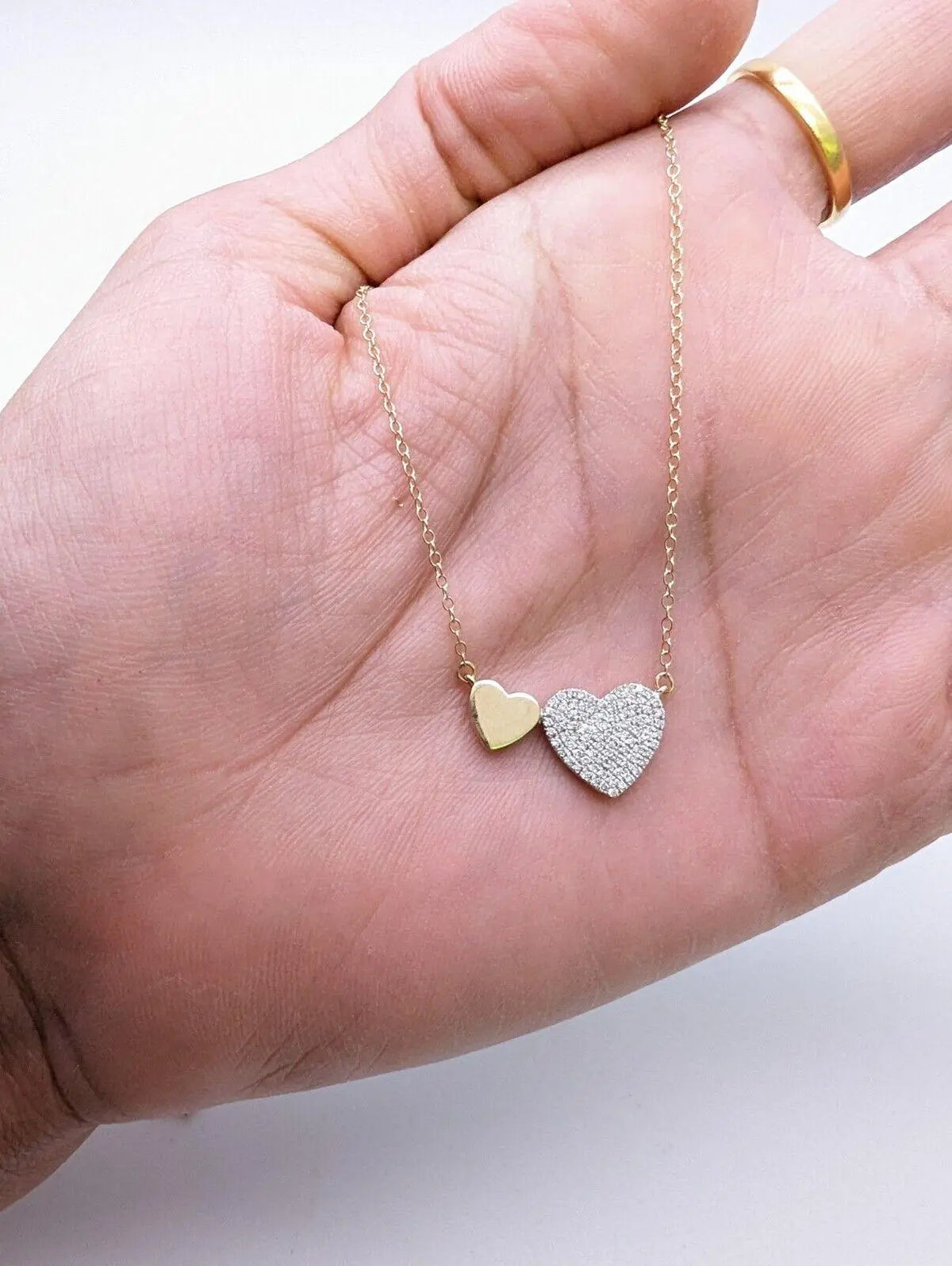 9ct / 9K Yellow Gold & Natural Diamonds Heart Pendant with 9ct Chain 0.25ct 