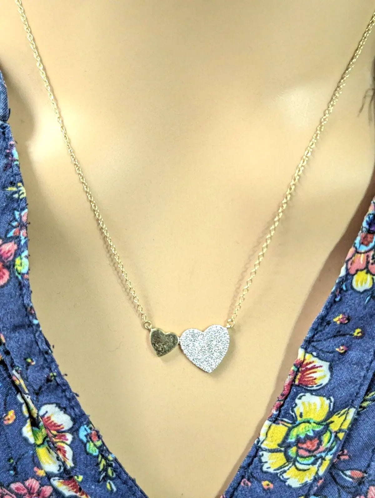 9ct / 9K Yellow Gold & Natural Diamonds Heart Pendant with 9ct Chain 0.25ct 