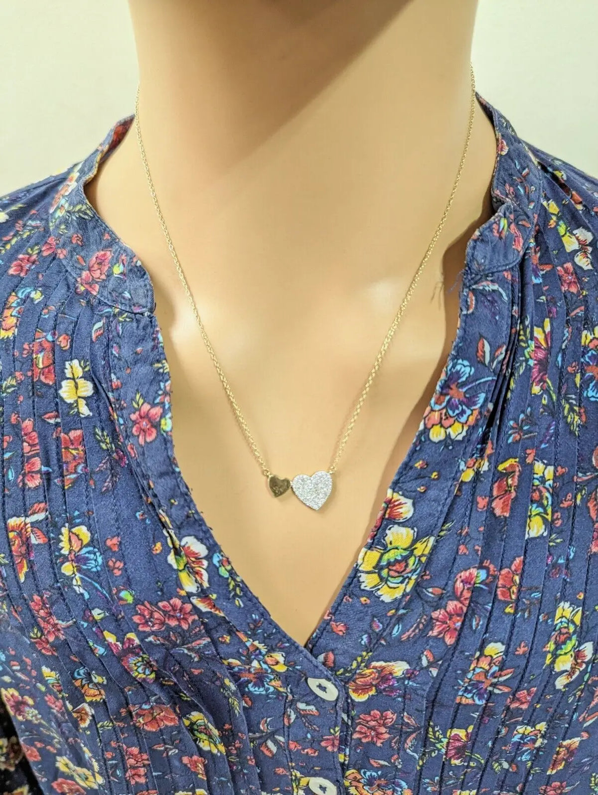 9ct / 9K Yellow Gold & Natural Diamonds Heart Pendant with 9ct Chain 0.25ct 