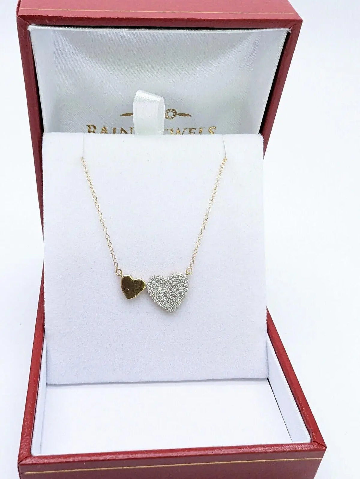 9ct / 9K Yellow Gold & Natural Diamonds Heart Pendant with 9ct Chain 0.25ct 