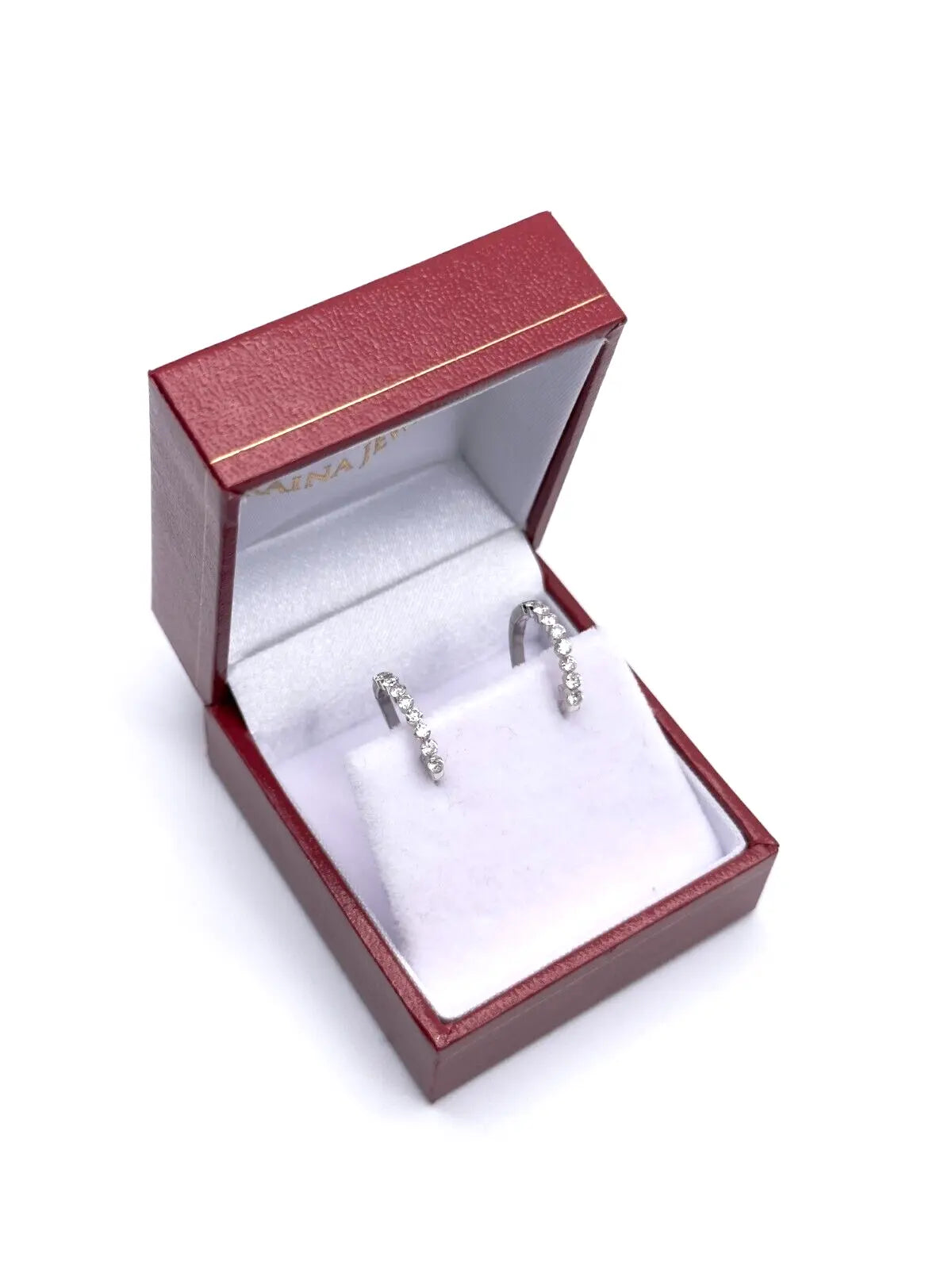 9ct White Gold Diamond Pair of Hoop Earrings 0.51ct 0.5mm wide 