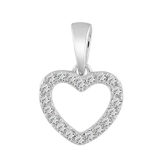 9ct White Gold & Natural Diamonds Heart Pendant with 9ct Chain 0.13ct 