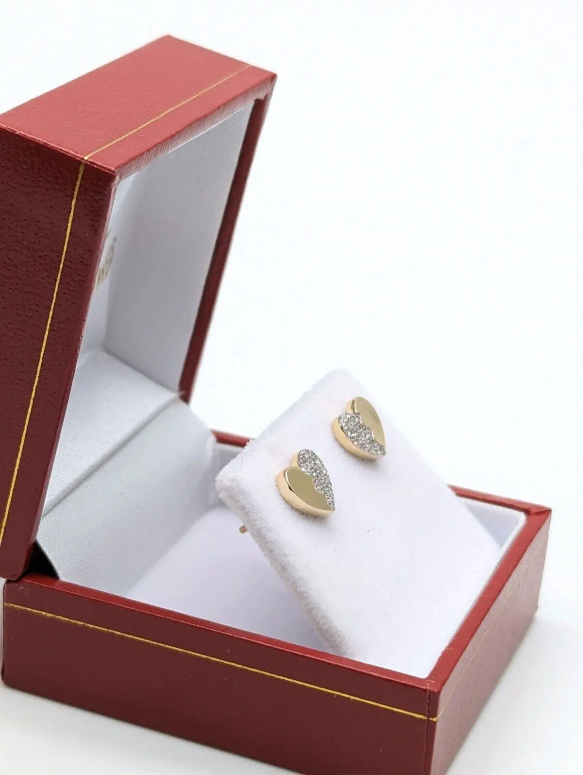 9ct Yellow Gold Natural Diamonds Heart Shaped Earrings Ear Studs 0.16ct 