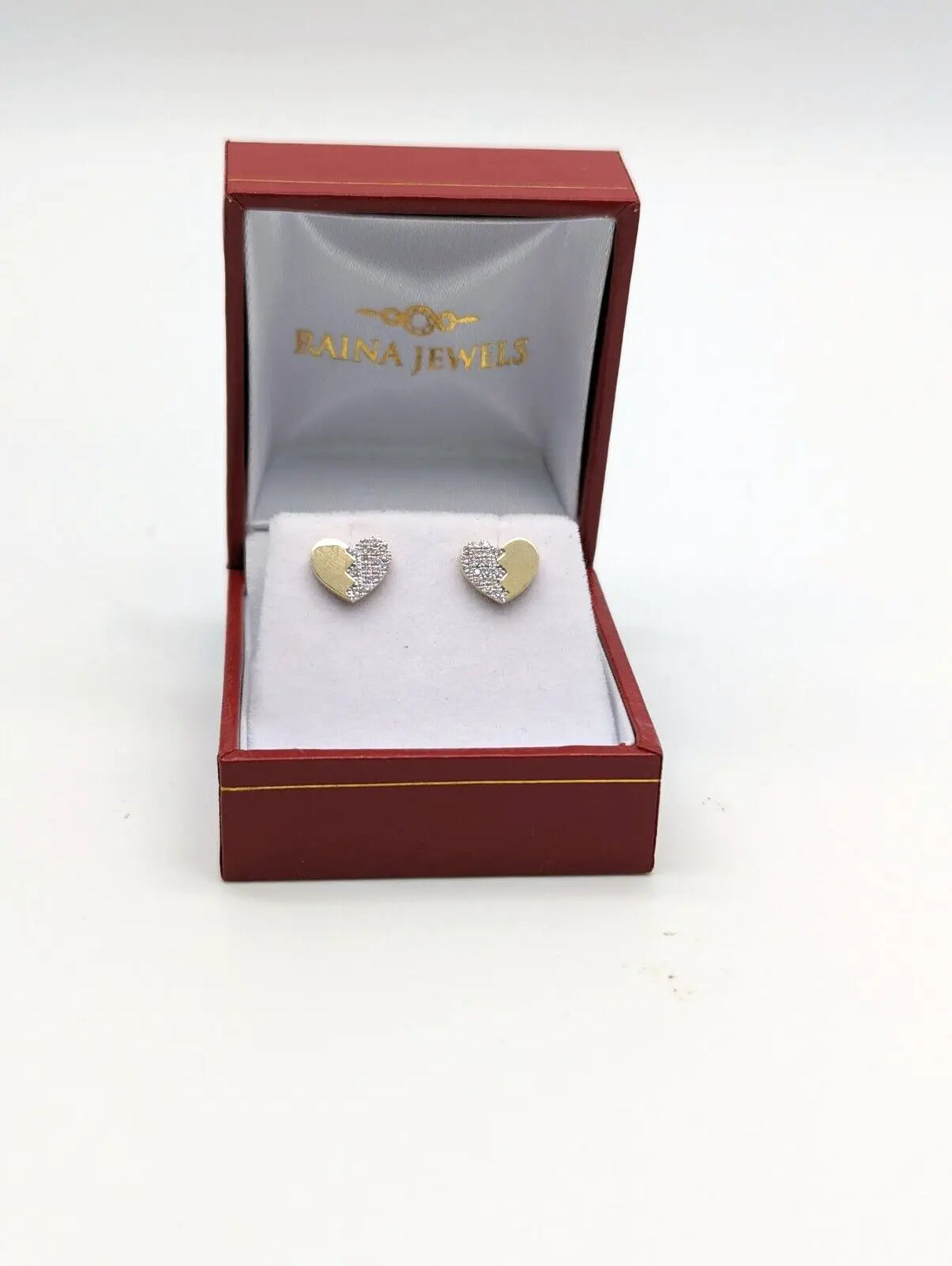 9ct Yellow Gold Natural Diamonds Heart Shaped Earrings Ear Studs 0.16ct 