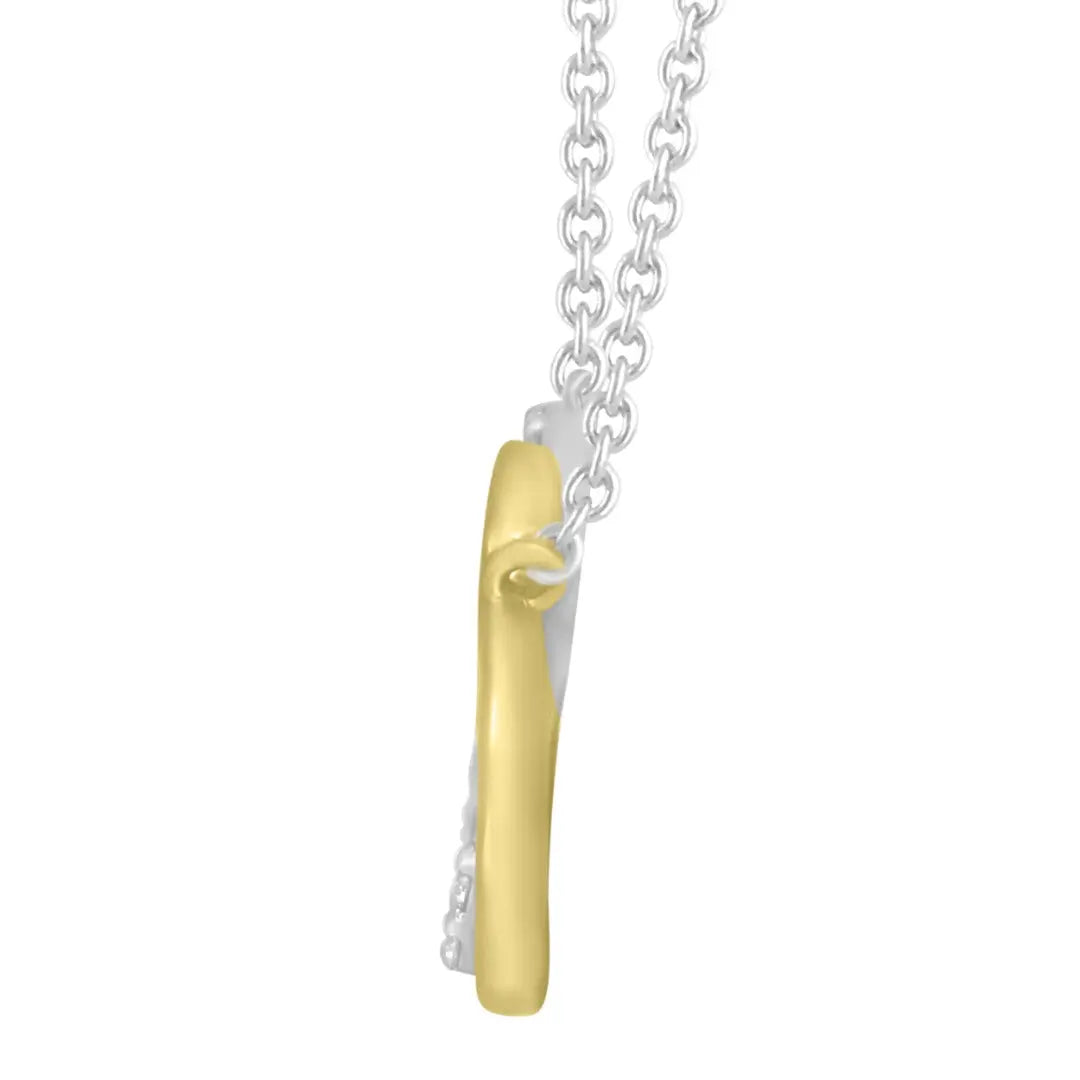 9ct Yellow Gold & Natural Diamonds Double Heart Pendant Necklace Chain 0.20cts 