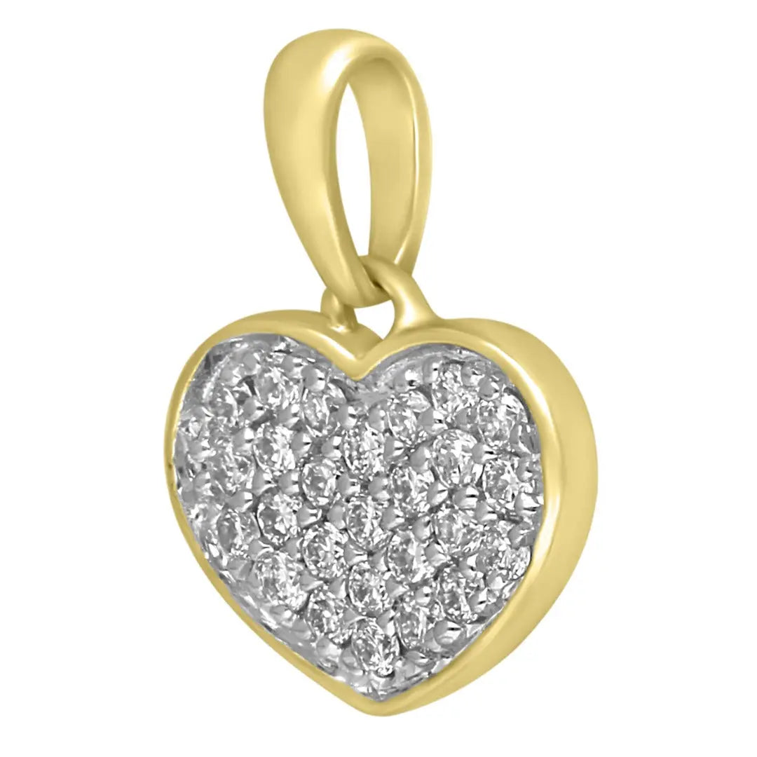 9ct Yellow Gold & Natural Diamonds Heart Pendant with 9ct Chain 0.14ct 