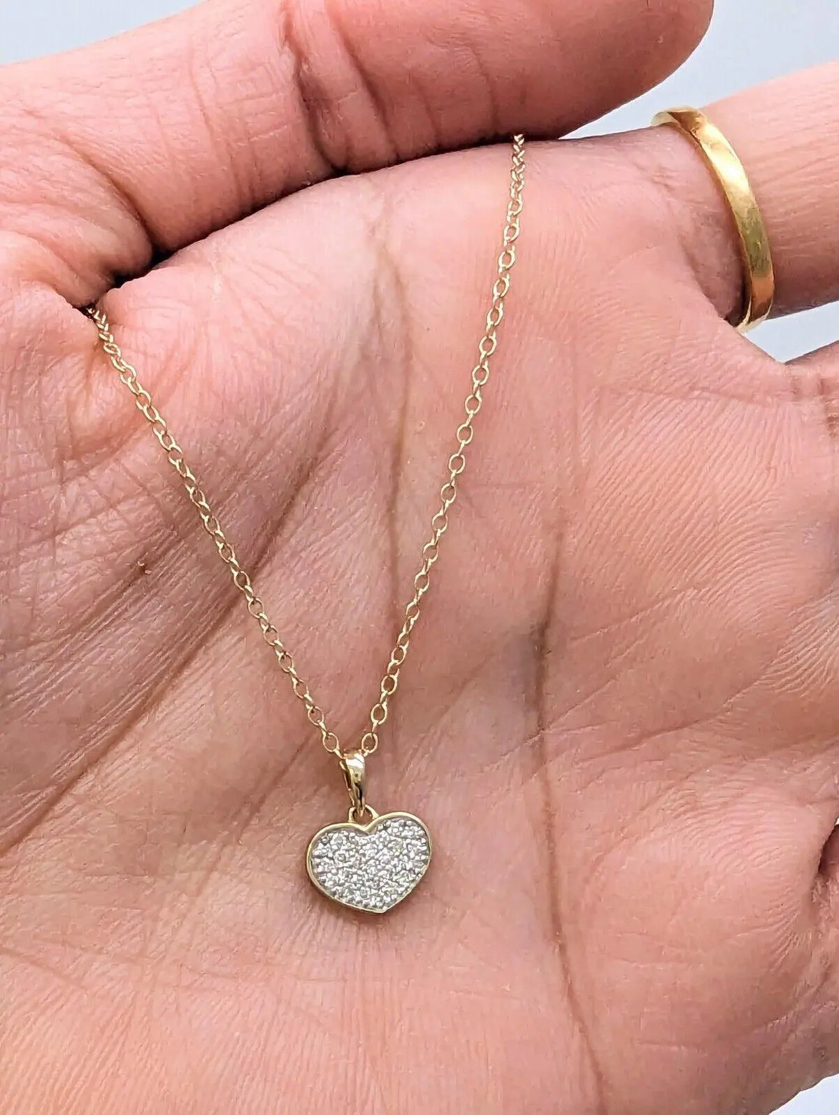 9ct Yellow Gold & Natural Diamonds Heart Pendant with 9ct Chain 0.14ct 
