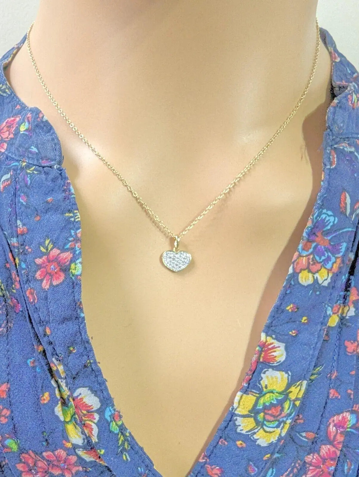 9ct Yellow Gold & Natural Diamonds Heart Pendant with 9ct Chain 0.14ct 