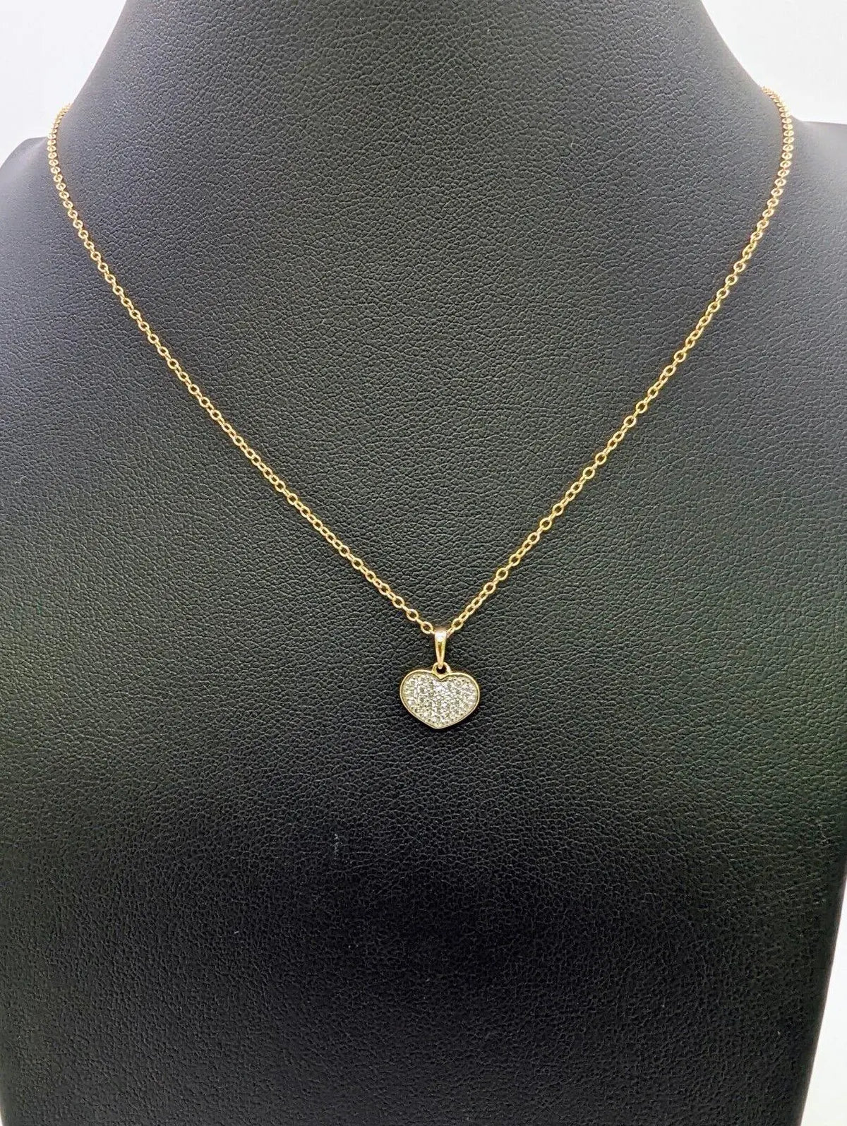 9ct Yellow Gold & Natural Diamonds Heart Pendant with 9ct Chain 0.14ct 