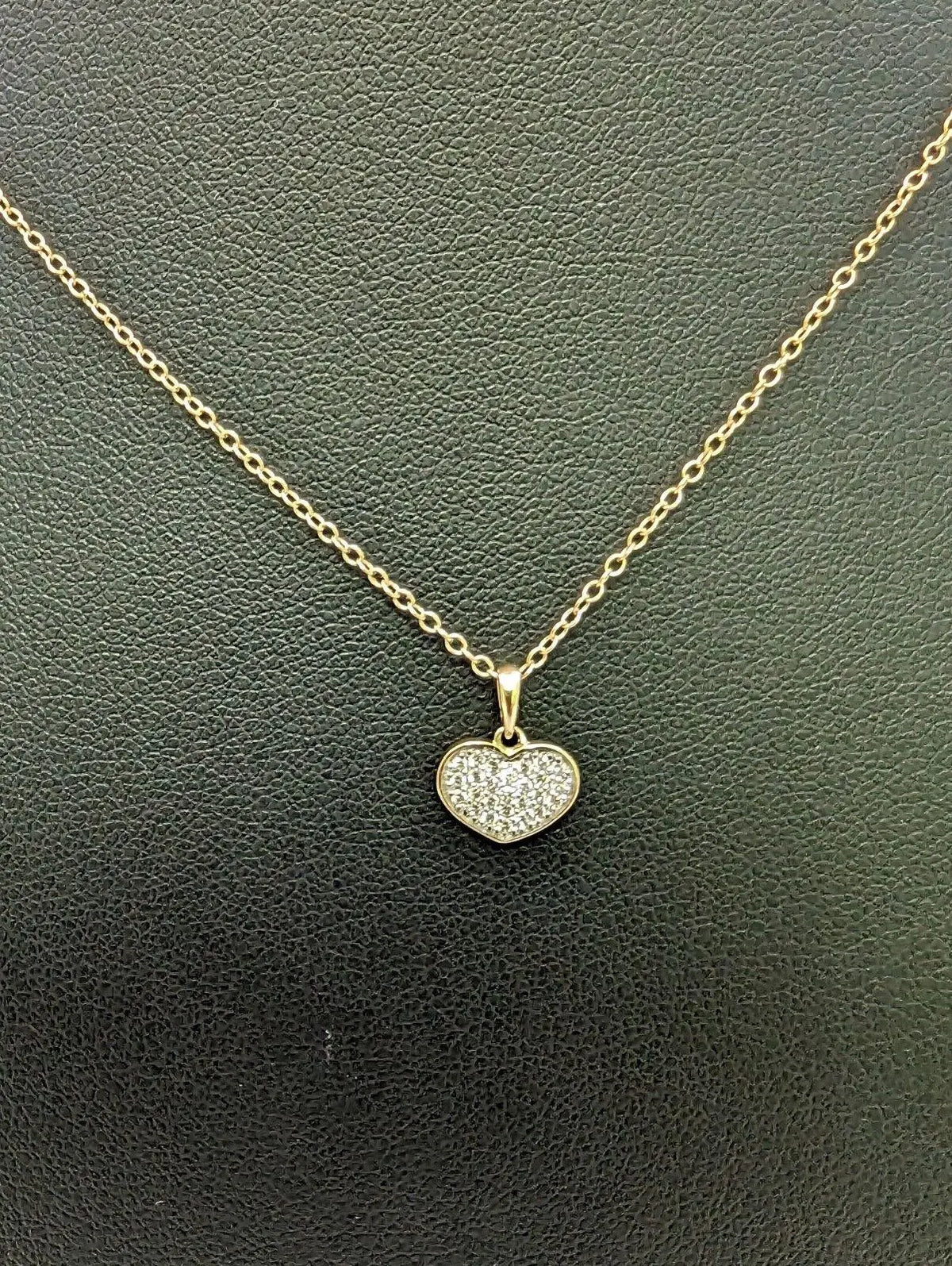 9ct Yellow Gold & Natural Diamonds Heart Pendant with 9ct Chain 0.14ct 